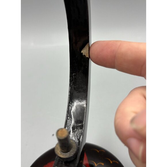 Globe Ashtray Hand Painted Chinoiserie Style Floating Catchall Lacquered Globe - Picture 7 of 7